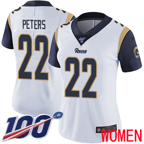 Los Angeles Rams Limited White Women Marcus Peters Road Jersey NFL Football #22 100th Season Vapor Untouchable->youth nfl jersey->Youth Jersey